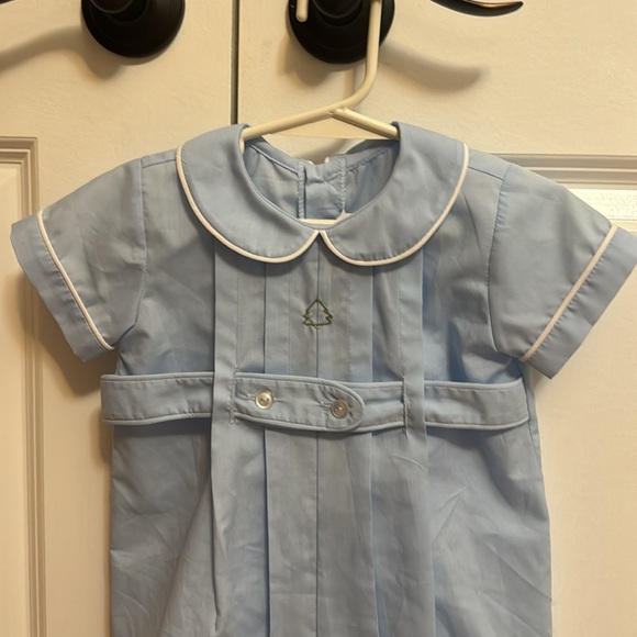 Lullaby Set 18M Blue Christmas Tree Embroidered One Piece - Picture 3 of 5